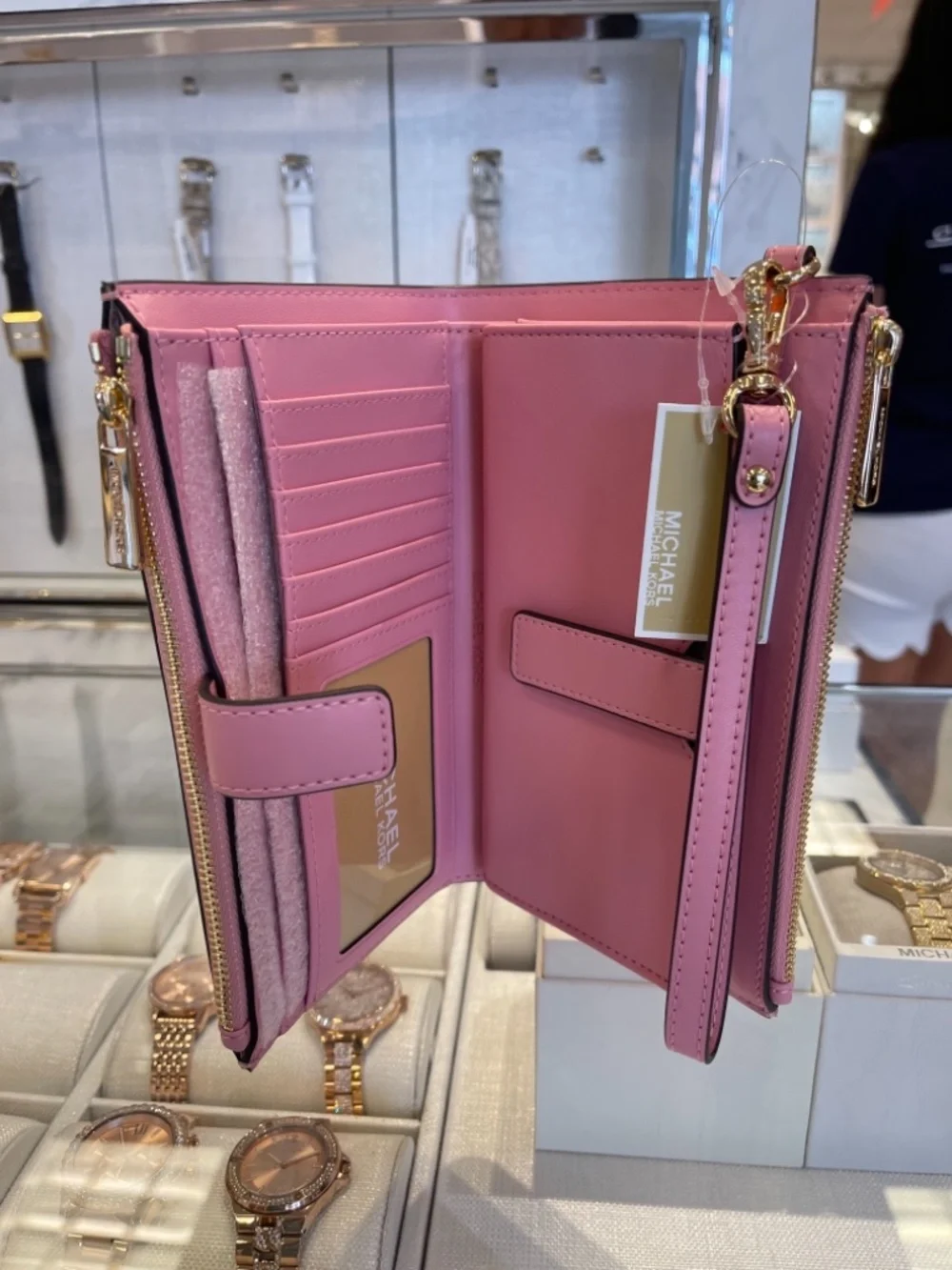 MICHAEL KORS Jet Set Large Double Zip Ombré Signature Logo Wristlet Phone Holder